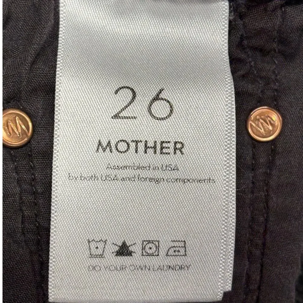 Mother Womens Jeans 26 Black The Weekender Fray Flared Night Shadow Wash Denim